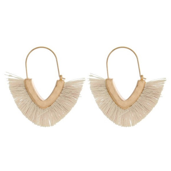 Jewelry - New V shape Tassel Earrings in Ivory